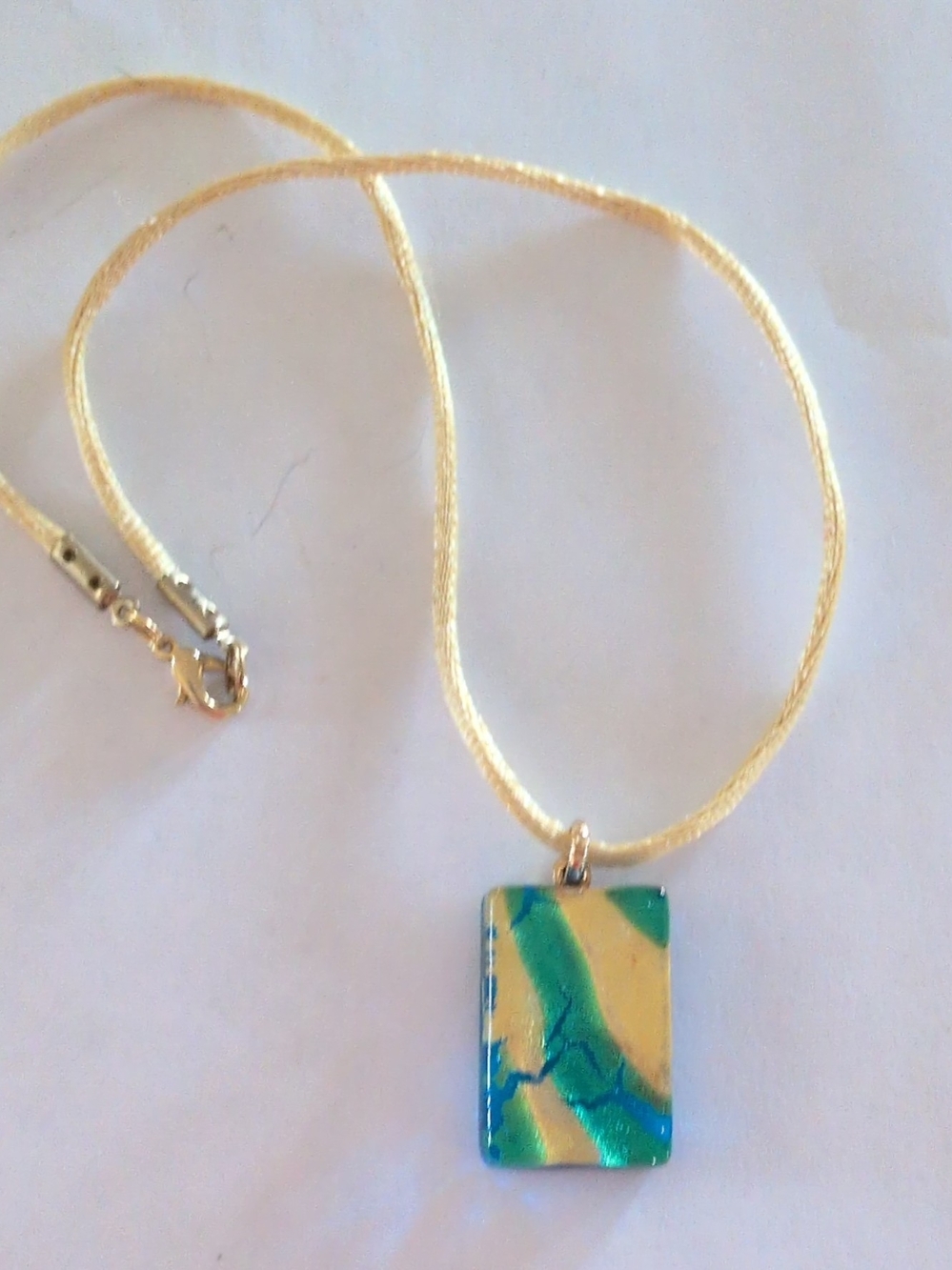 Gold and Teal Rectangular Pendant Necklace - Women Jewelry